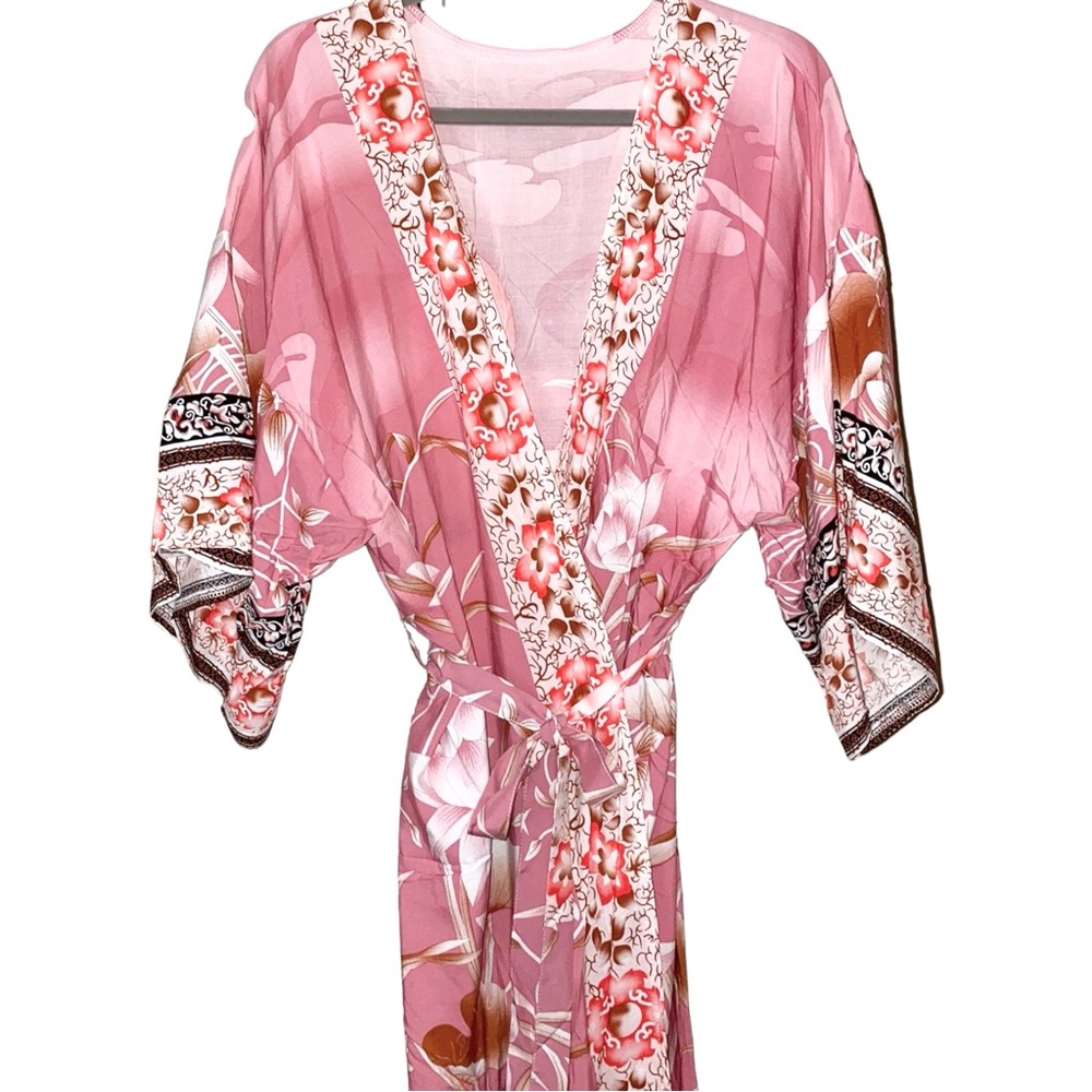 🦩🌴 Pink Flamingo Floral Kimono Swim Coverup ~ Brand New - Picture 12 of 17